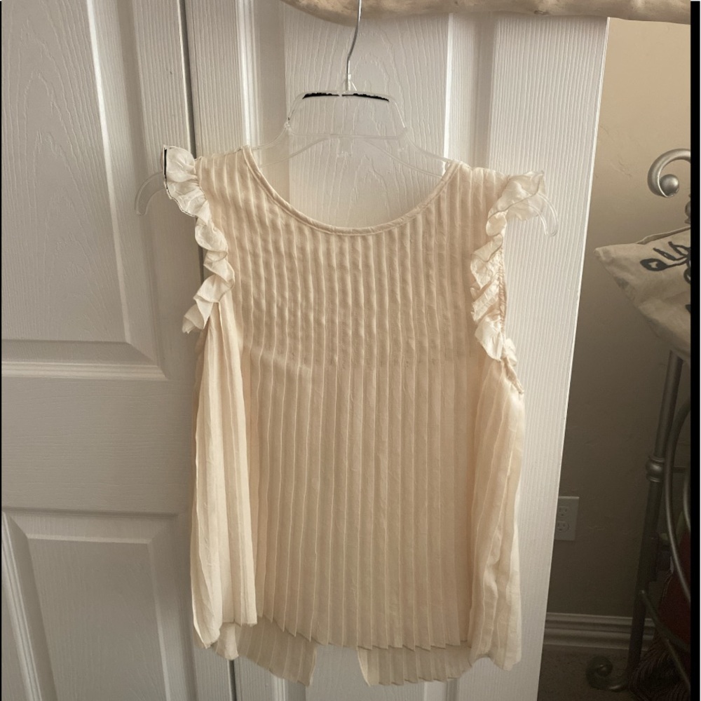 Nordstrom BlackPoppy Cream Ruffle Blouse size sml